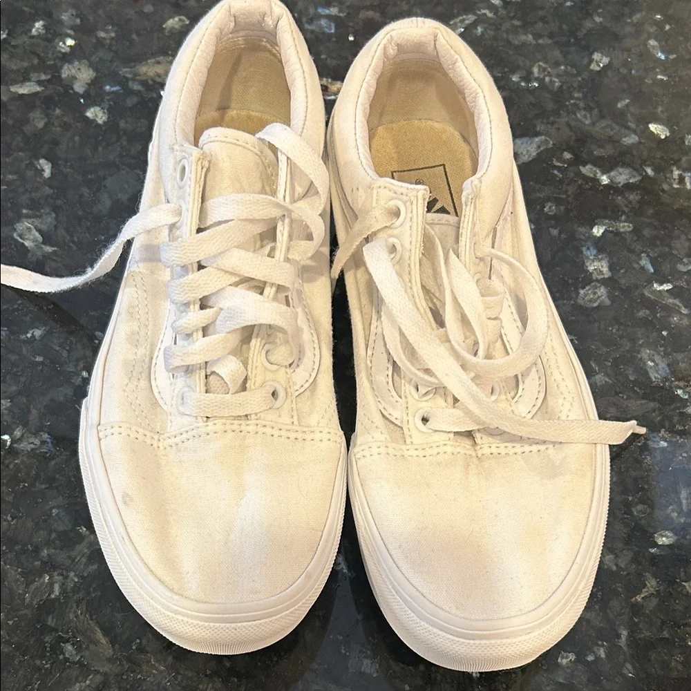 Vans Women's White Platform Sneakers - Picture 5 of 6